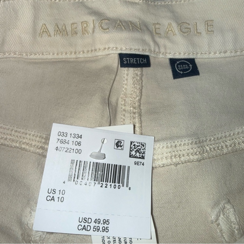 American Eagle Super High Rise Relaxed Denim Shorts Cream Sz 10/30 NWT new - Picture 8 of 10